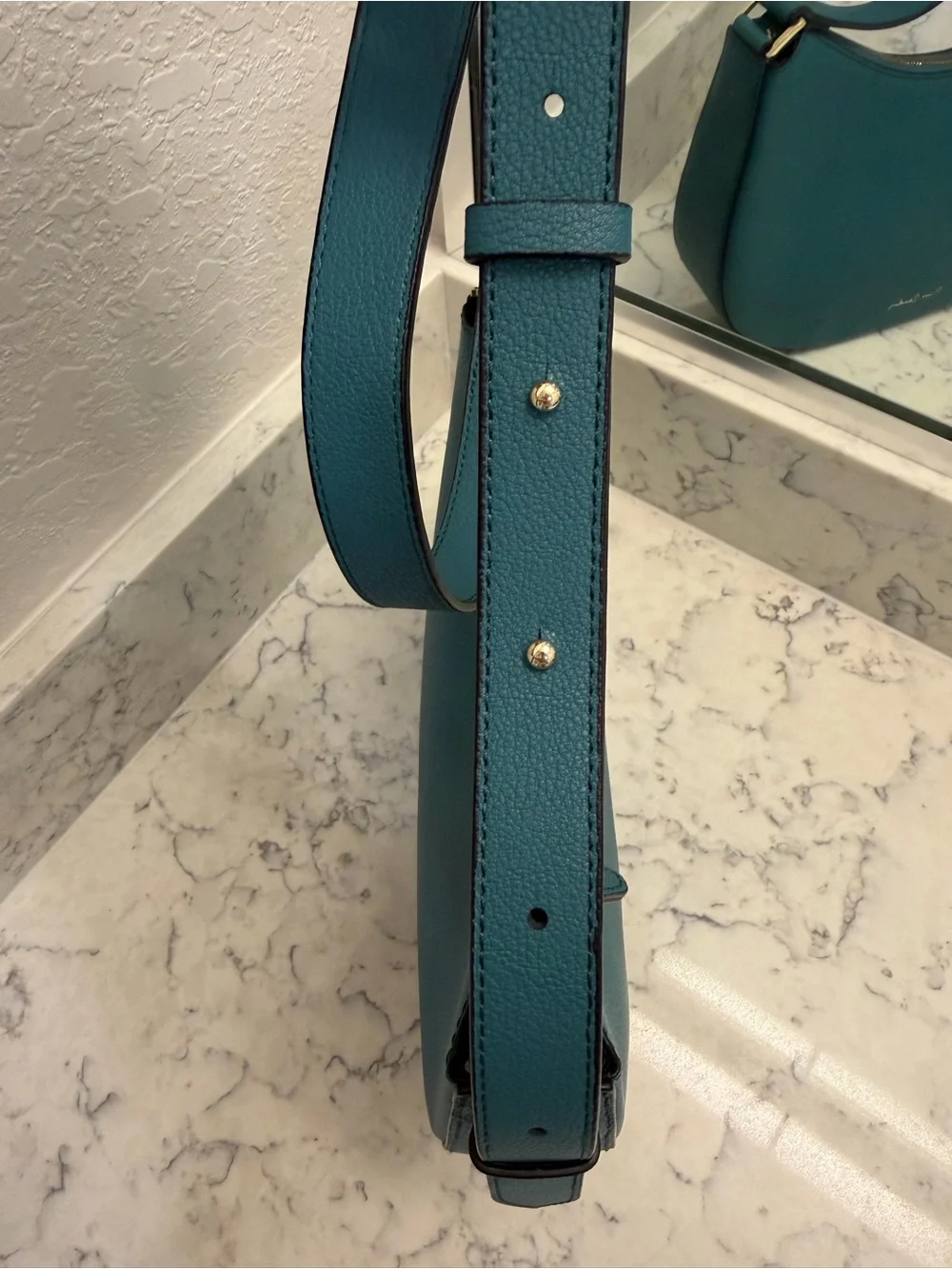 Pierre Cardin Paris Genuine Cow Leather Teal Hobo Shoulder Bag NWOT